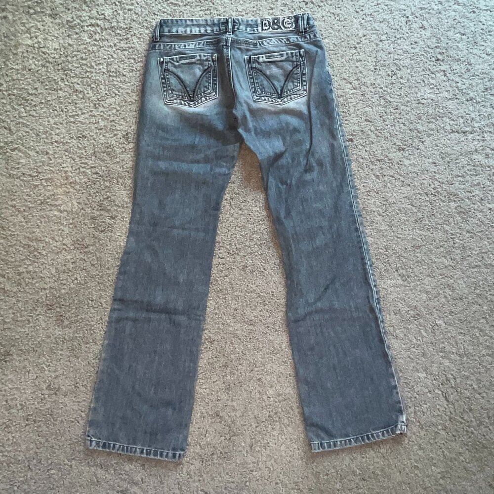 VINTAGE D&G DOLCE & GABBANA EMBROIDERED & STUDDED LOW RISE FLARE JEANS - 30 / 34 - Picture 4 of 16